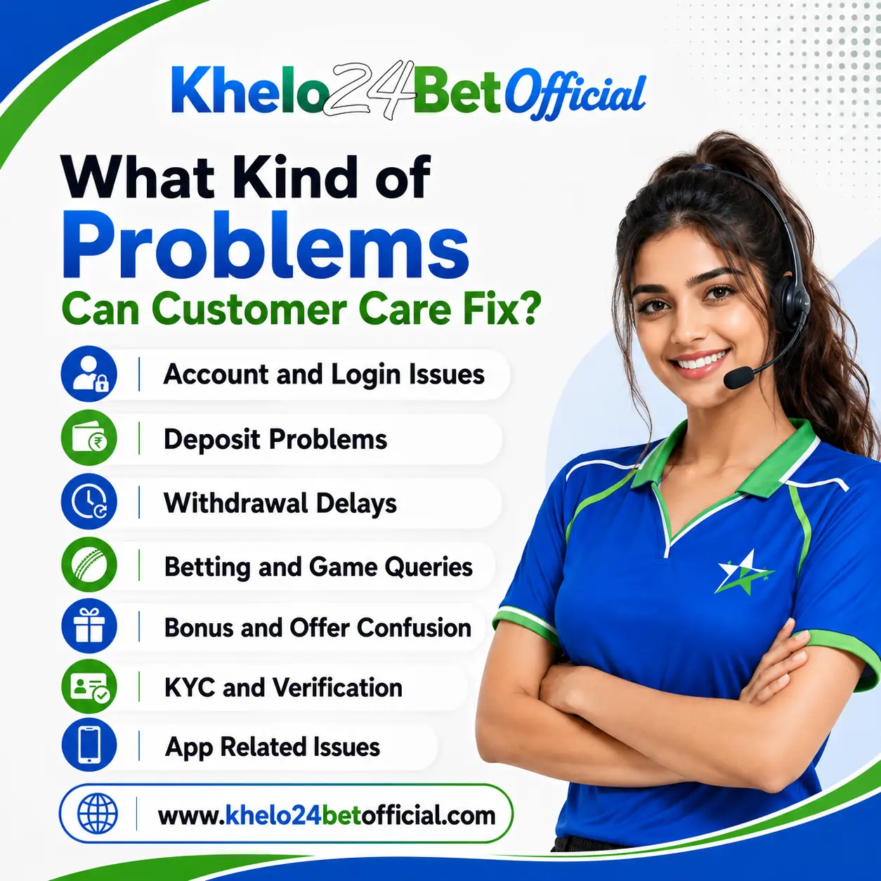 What kind of problems can Khelo24Bet customer care fix